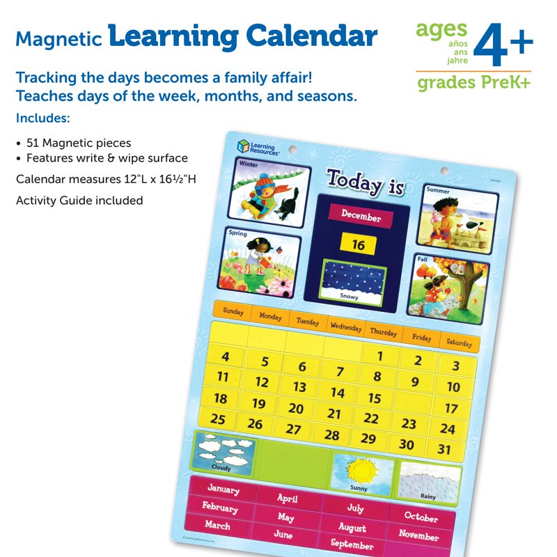 Magnetic Calendar for Kids - Educational Classroom & Home Learning Tool