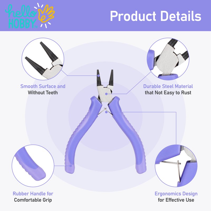 Jewelry Making Round Nose Pliers with Nylon Handles - Wire Looping & Shaping Tool