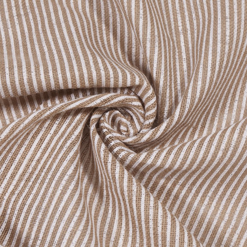 Precut Burlap Fabric Roll with White Screenprint Stripe - Natural Jute Craft Material