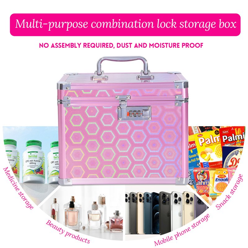 Colorful Rose Combination Lock Box for Documents Valuables & Medications