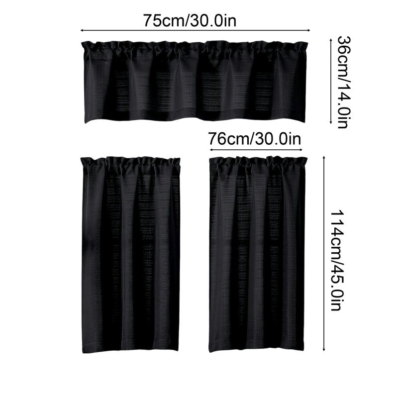 Farmhouse Cafe Kitchen Curtains 3-Piece Set Blackout & Insulated Window Drapes