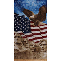 Patriotic American Flag and Bald Eagle Cotton Fabric Panel 23.5x44 Inches