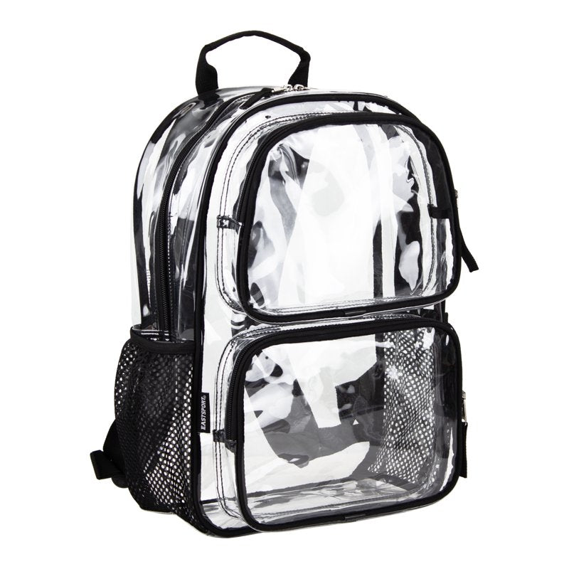 Clear Backpack for School Gym Travel - Padded & Water Bottle Pockets