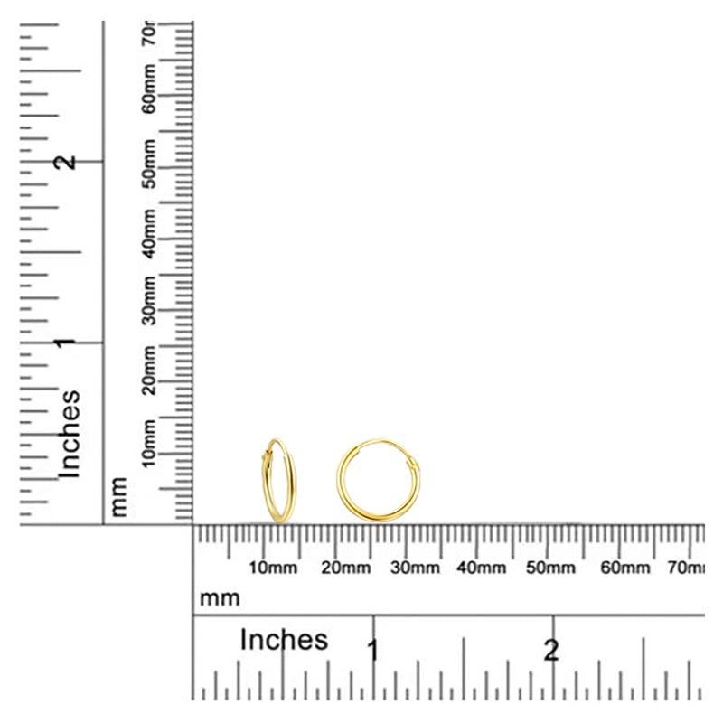 3 Pair Hoop Earring Set in 14K Gold Silver Rose Gold Plated Sterling Silver 12mm