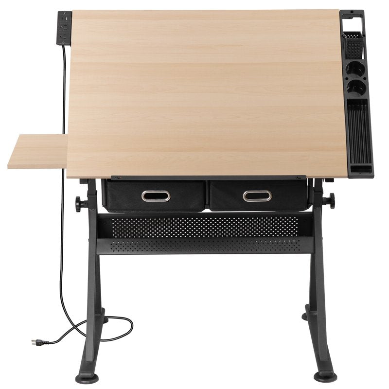 Adjustable Drafting Table Art Desk with Steel and Wood Construction - Multiple Colors