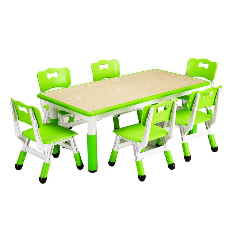 Kids Multi-Activity Table and Chairs Set - Height Adjustable, Non-Slip, 6 Seats