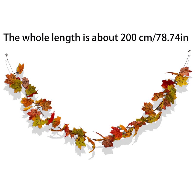 Autumn Maple Leaf Vine Garland - Fall Decor for Doors Walls Windows, 78.7 Inch Artificial Fall Foliage