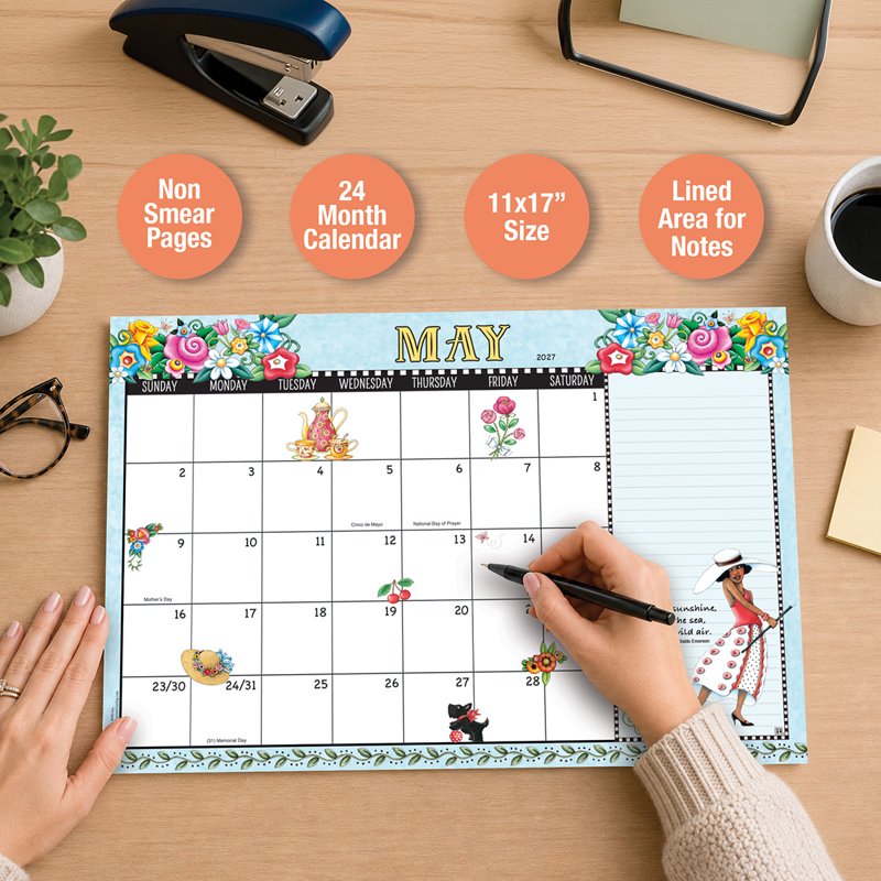 Mary Engelbreit Desk Calendar Pad - 24-Month Large Office & Home Planner
