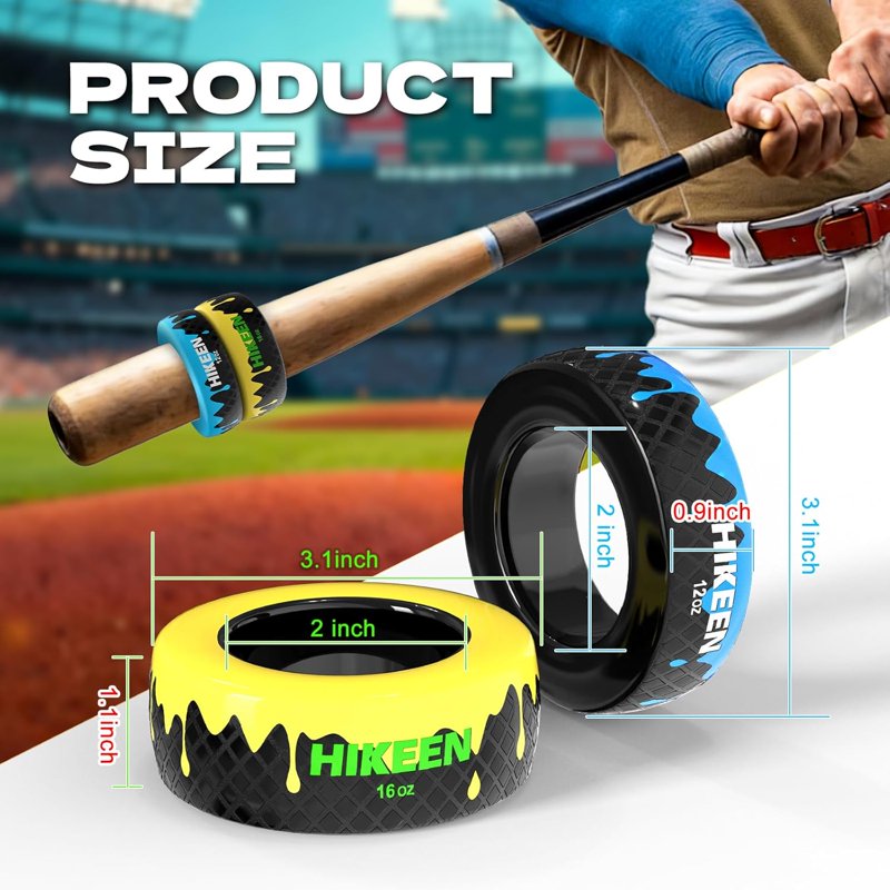 Baseball & Softball Bat Weights Set - 12oz & 16oz Swing Training Donuts