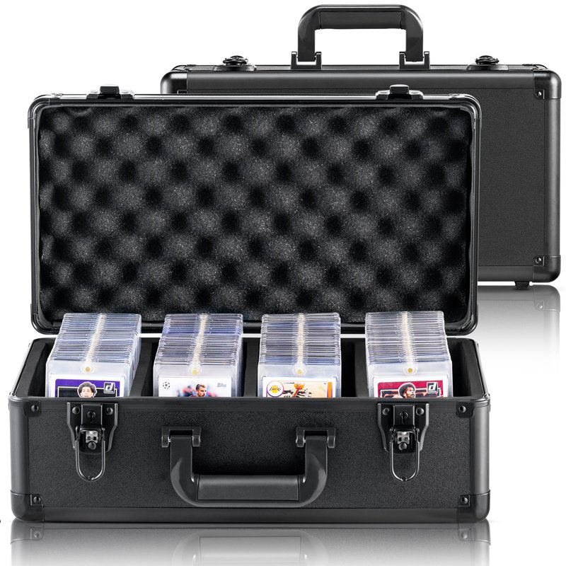 Graded Card Organizer Box with Lock, 4 Compartments for PSA, BGS, SGC Cards