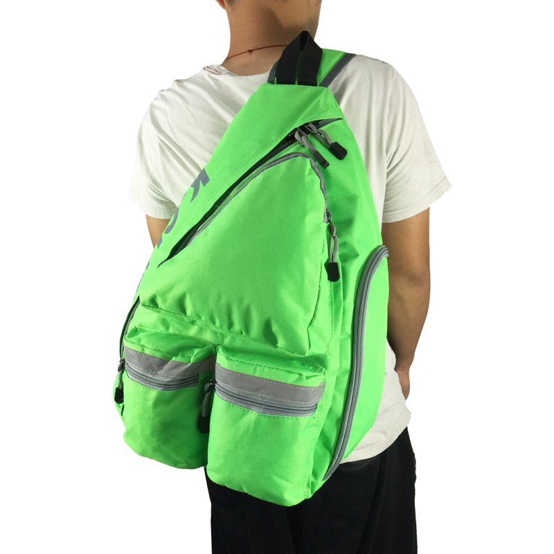 Unisex Reflective Sling Backpack Bright Green - Student Daypack, 19 Inch