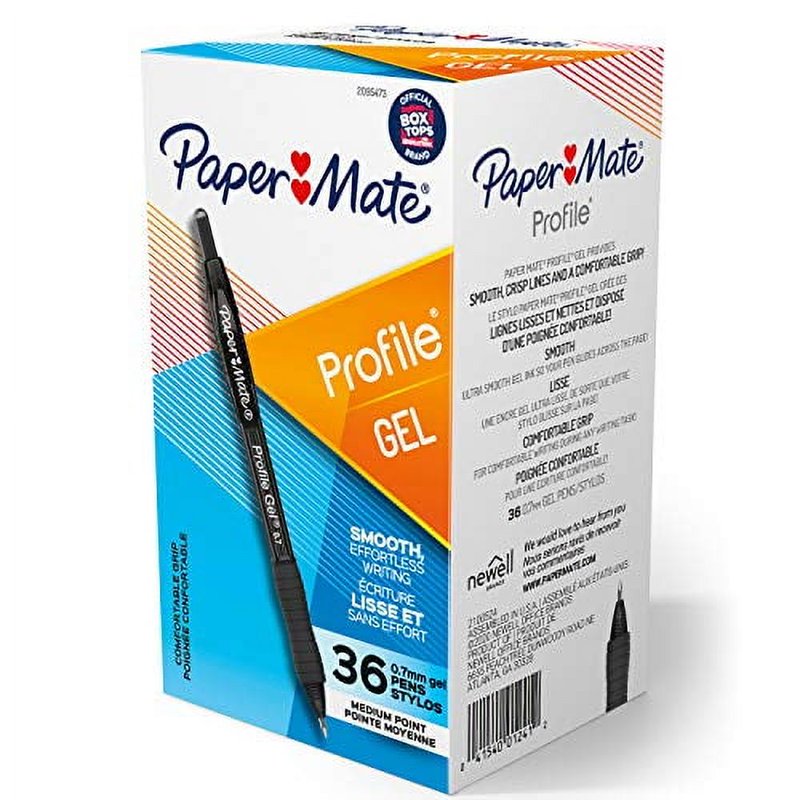 Gel Pens 0.7mm Black Retractable Pen Pack of 36 - Smooth Writing