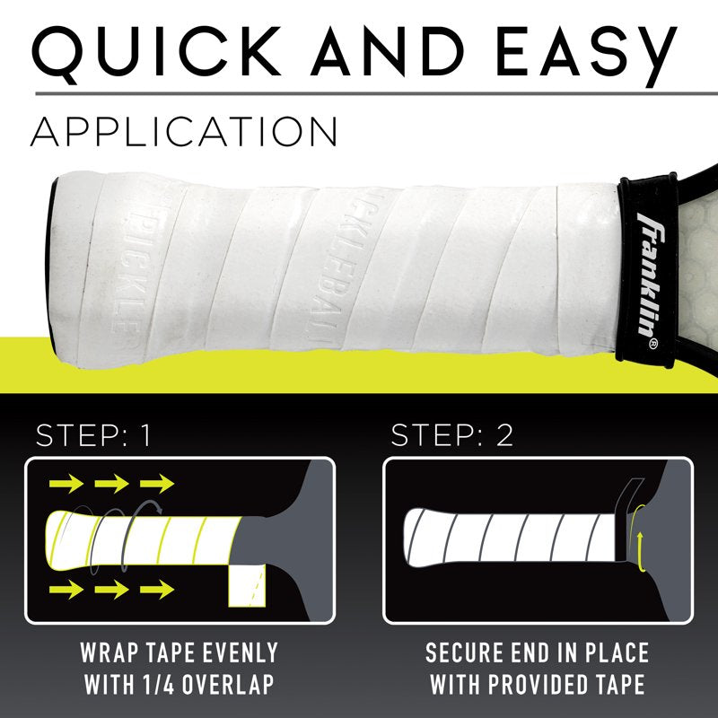 Pickleball Paddle Overgrips Set - 3 Pack, White with Finishing Tapes