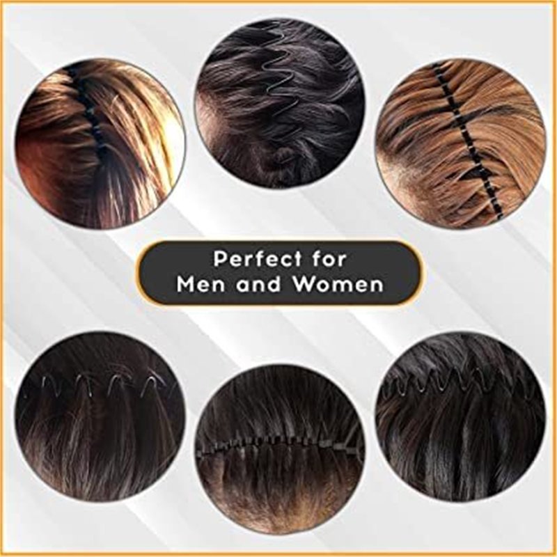 Metal Wavy Headbands for Women & Men - Adjustable, Non-Slip Hair Bands, 6-Pack