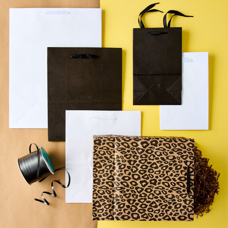 Large Brown Leopard Gift Bags - 8x10 Inch, Set of 7 for Crafts & Events