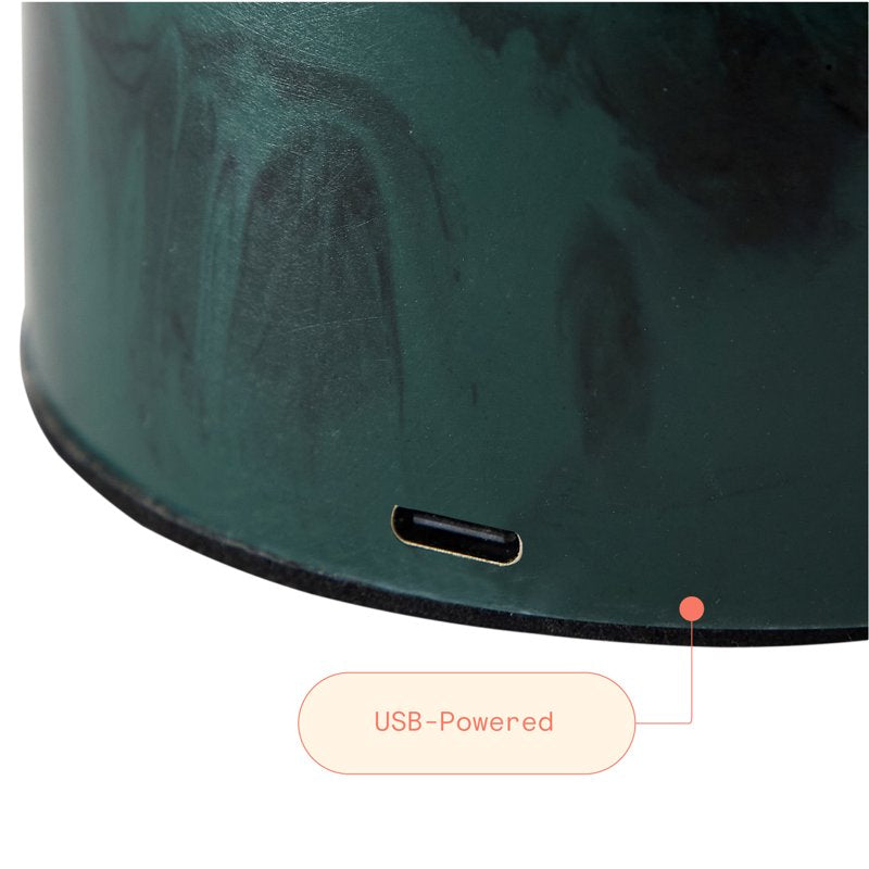 Green Marble Uplight with Brass & Glass Accents - 9.25-Inch Modern Table Lamp