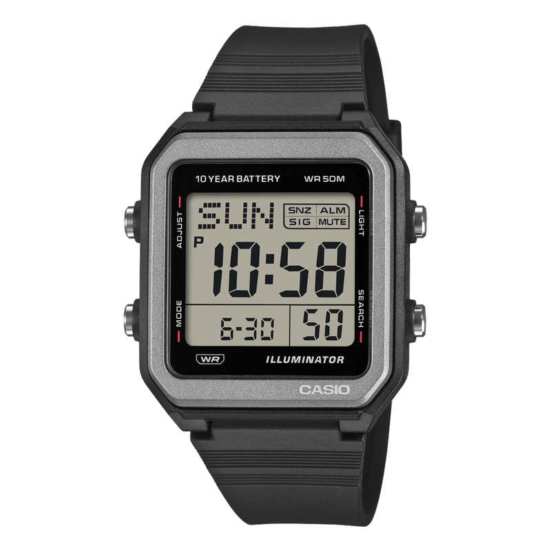 Casio Digital Watch Black Resin 10 Year Battery Waterproof 50M W221H-1AVKC