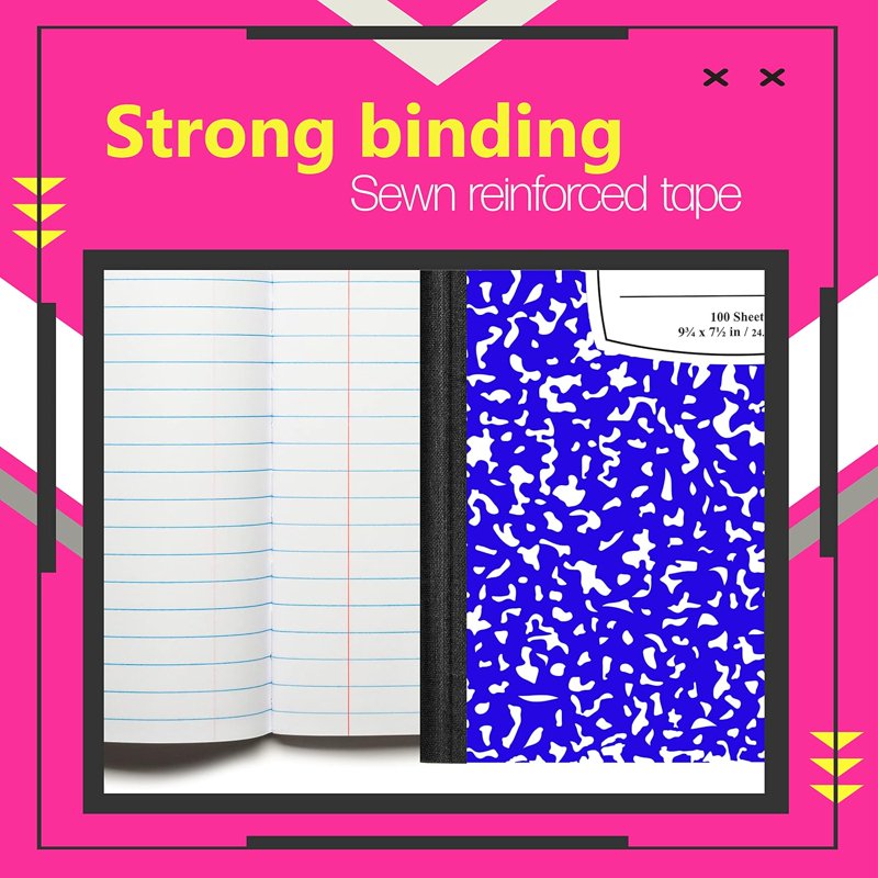 100-Sheet Wide Ruled Composition Notebooks Assorted Colors 48-Pack