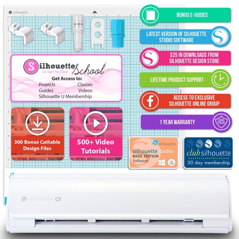 Silhouette Cameo 5 Alpha Vinyl Cutting Machine Bundle with Accessories