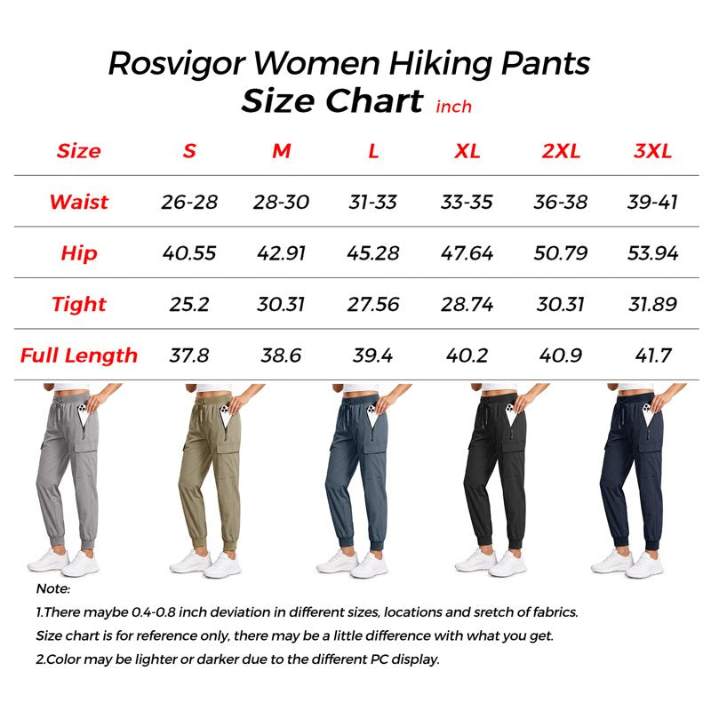 Women Cargo Hiking Pants Lightweight Joggers with Pockets - Quick Dry Outdoor Trousers