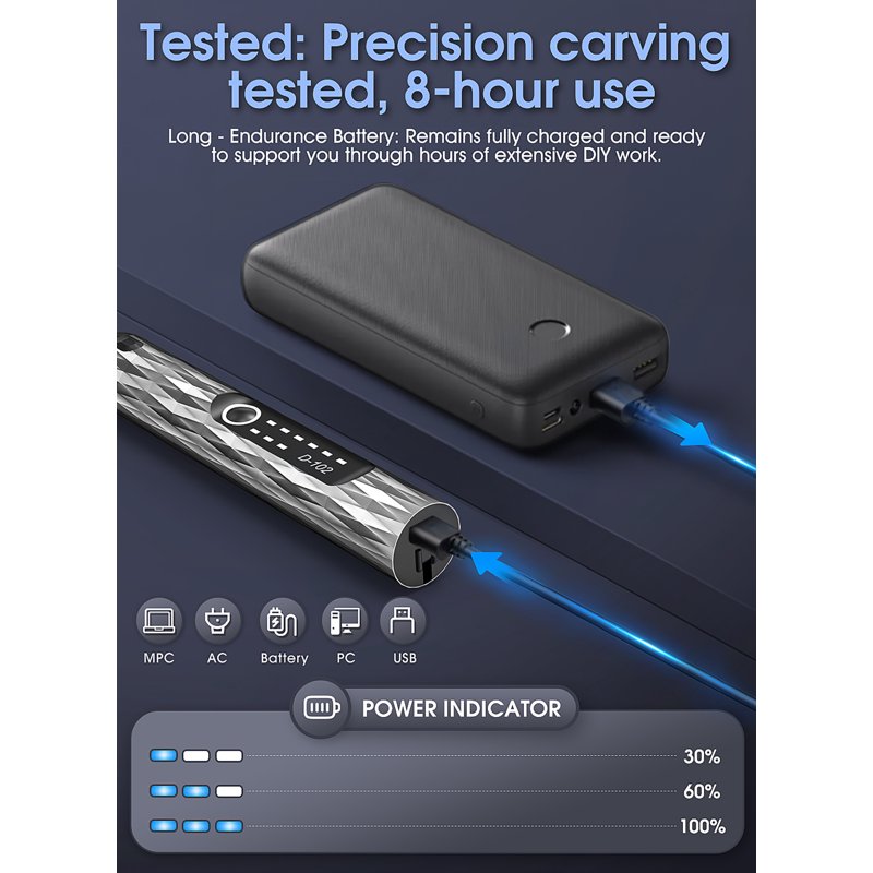 Electric Engraving Pen Kit with 37 Bits, 3-Speed USB Rechargeable Rotary Tool for DIY Personalization