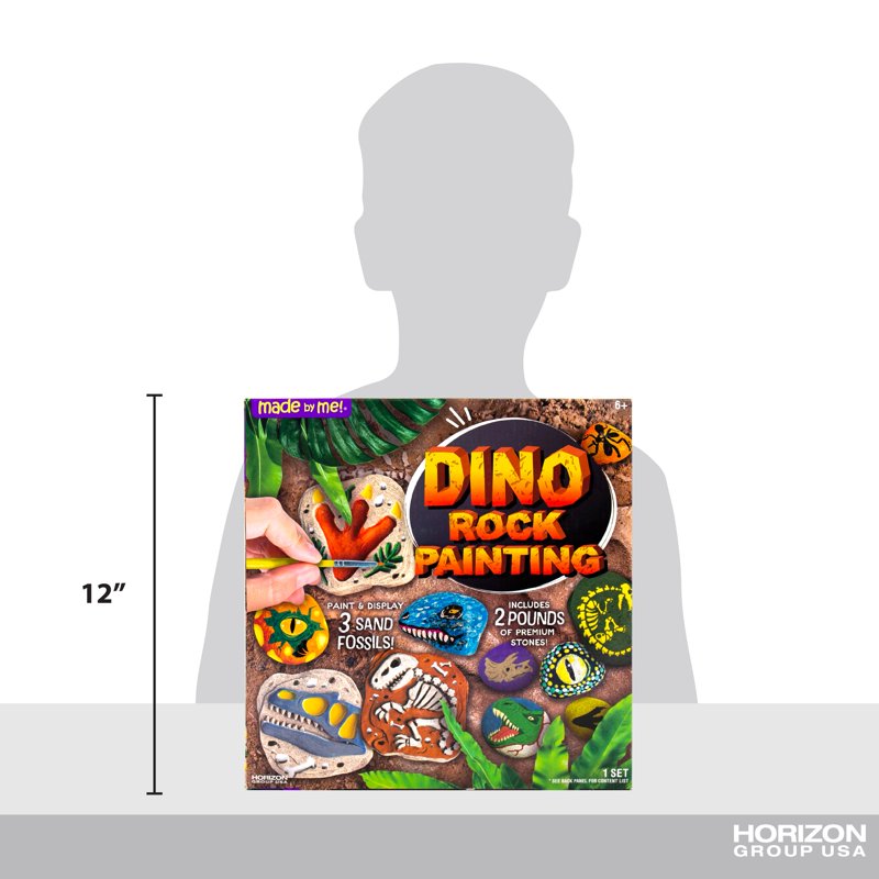 Kids Dinosaur Rock Painting Kit with Fossils and Stones - Creative Art Set for Ages 6+