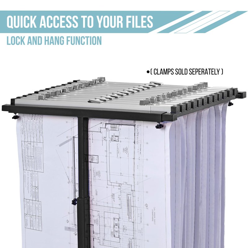 Adjustable Blueprint Storage Organizer - Heavy Duty Steel Construction