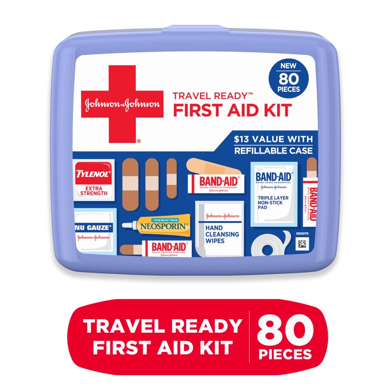 Travel Ready First Aid Kit - 80 Piece Portable Emergency Medical Supplies