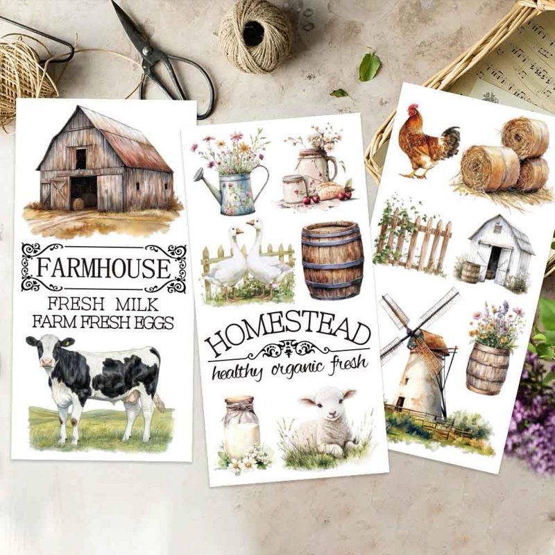 Farmhouse Rub-On Transfer Stickers for Furniture Crafts - 3 Sheets 6x12 Inches