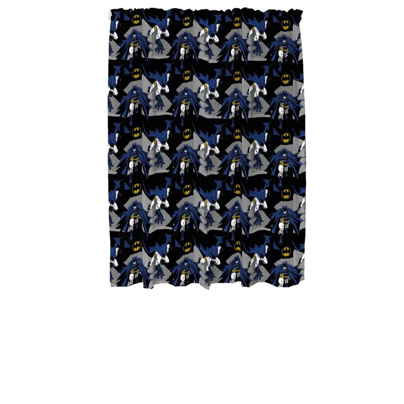 Kids Batman Window Curtains Set - Gotham Blues Pattern, 82x63 Inches