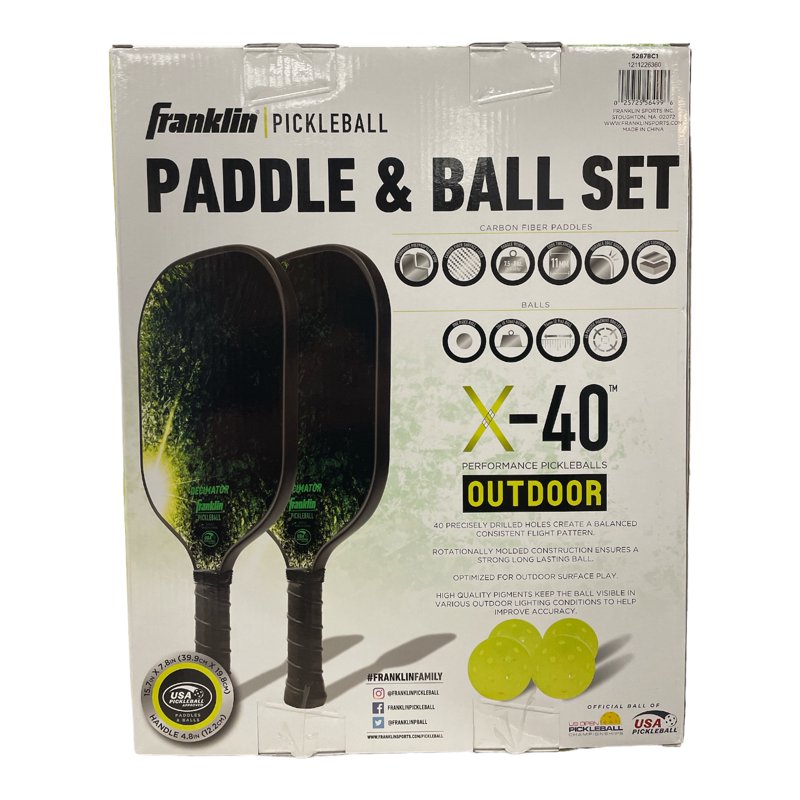 Pickleball Paddle Set with Carbon Fiber Paddles & X-40 Balls – 2 Player