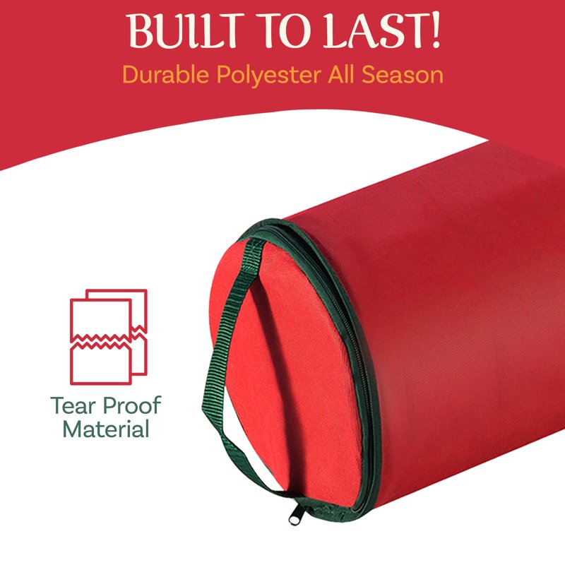 40-Inch Wrapping Paper Storage Bag 2-Pack – Holds Up to 50 Rolls, Red & Green