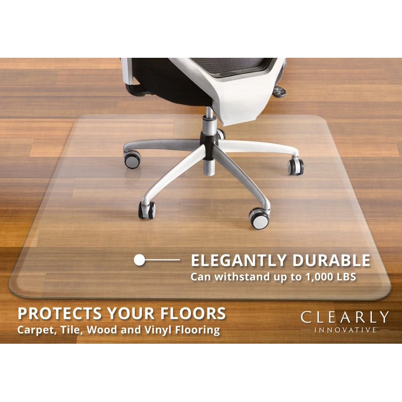 Glass Chair Mat with Beveled Edge - Heavy Duty Office Floor Protector