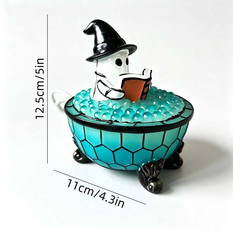 Halloween Ghost Night Light with Bathtub Figurine - Reading Book Lamp for Desk & Home Decor