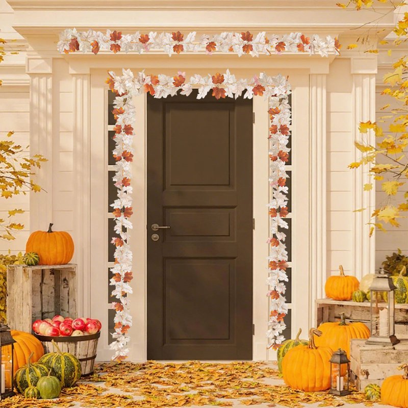 Artificial Maple Leaf Vine Garland for Halloween & Thanksgiving, 68 Inch DIY Decor
