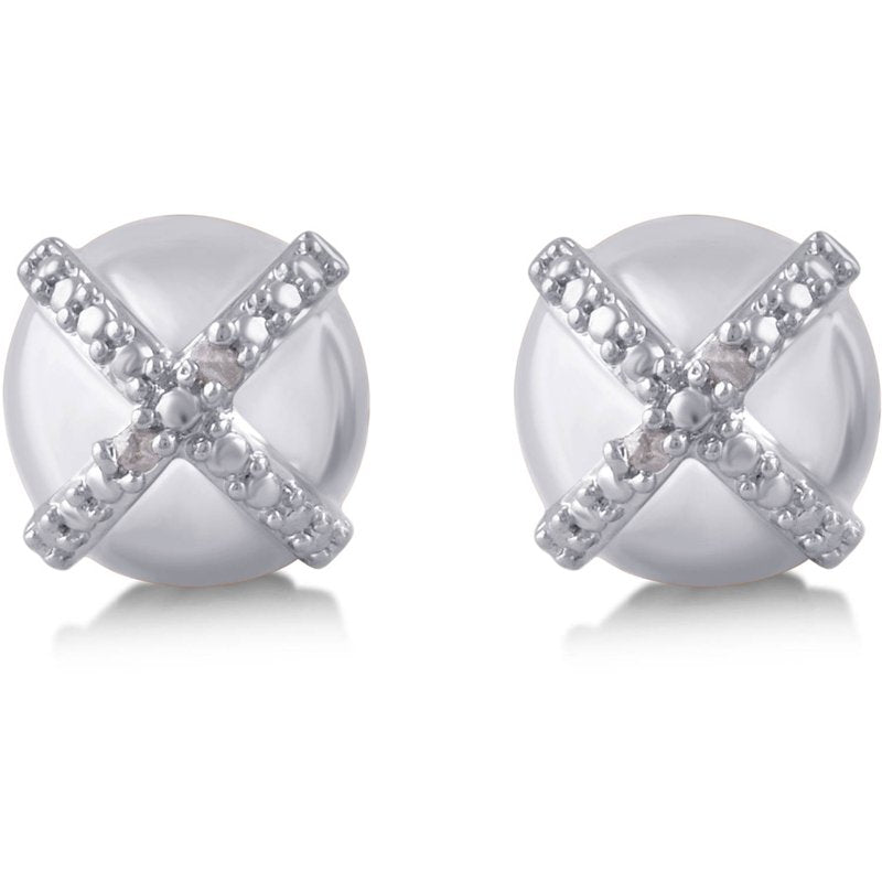 Diamond Accent Silver Tone X Stud Earrings - Trendy Jewelry for Men & Women