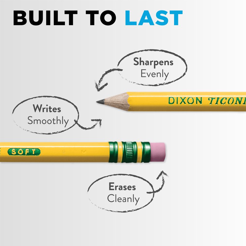 Pre-Sharpened #2 HB Wooden Pencils with Erasers, 48 Pack, Yellow