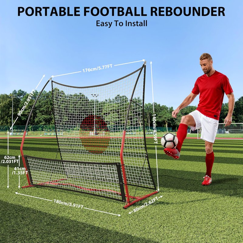 Soccer Rebounder 2-in-1 Spot Target, Double-Sided Trainer 6'x4.6' & 6'x1.4'