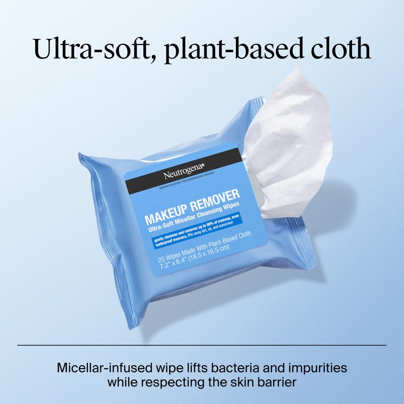 Makeup Remover Wipes - Face Cleansing Towelettes, 25 Count, Gentle & Effective