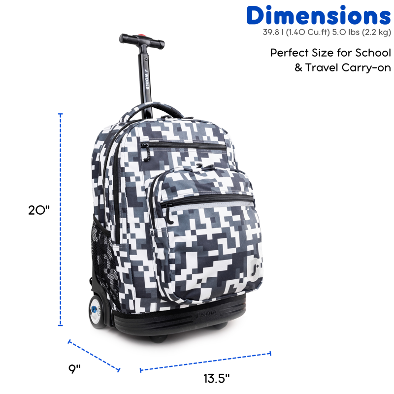 20-Inch Unisex Rolling Backpack with Laptop Sleeve & Camo Design