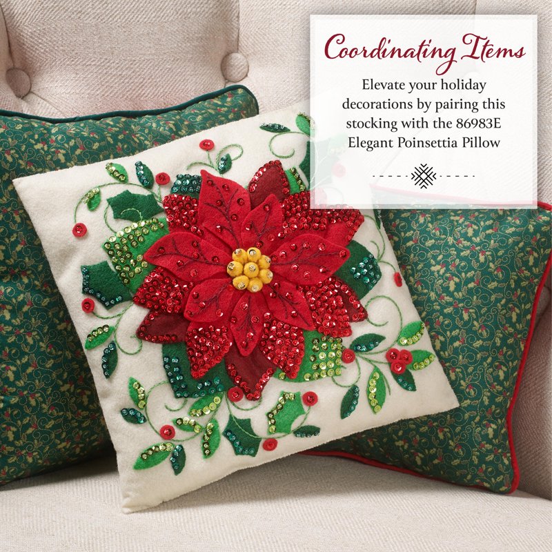 Christmas Stocking Embroidery Kit - Felt Applique DIY Craft for Holiday Decor