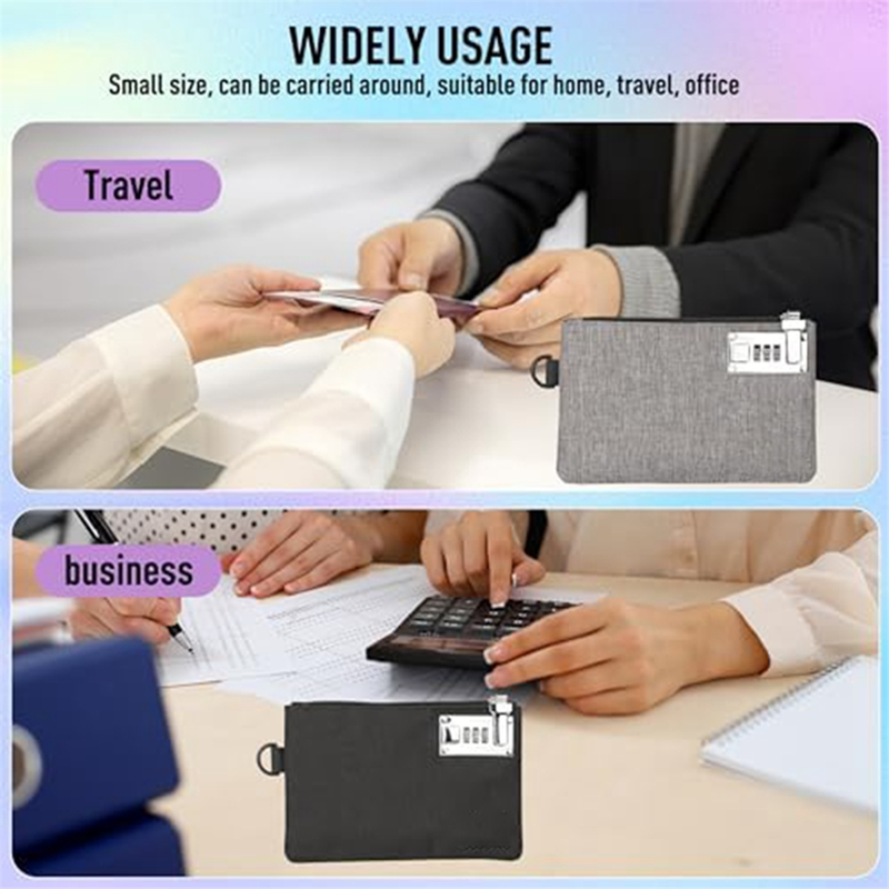 Lockable Nylon Money Bags 2 Pack - Secure Cash, Jewelry & Passport Storage