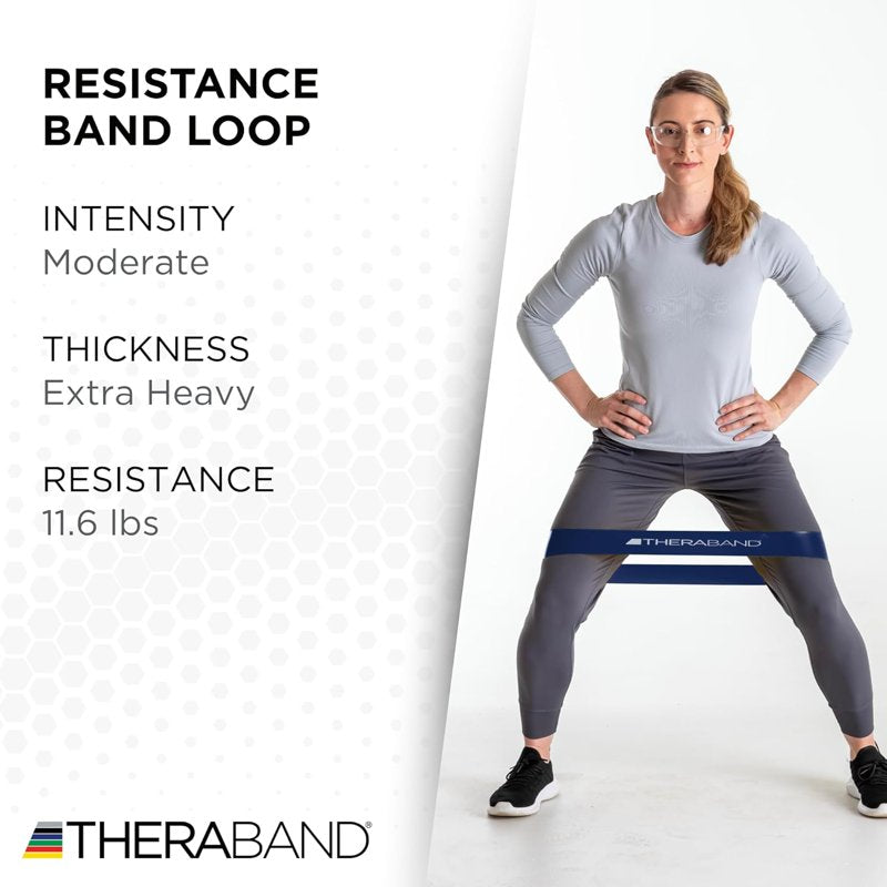 Resistance Band Loop for Strength Training and Rehabilitation - 18 Inch Blue, Extra Heavy
