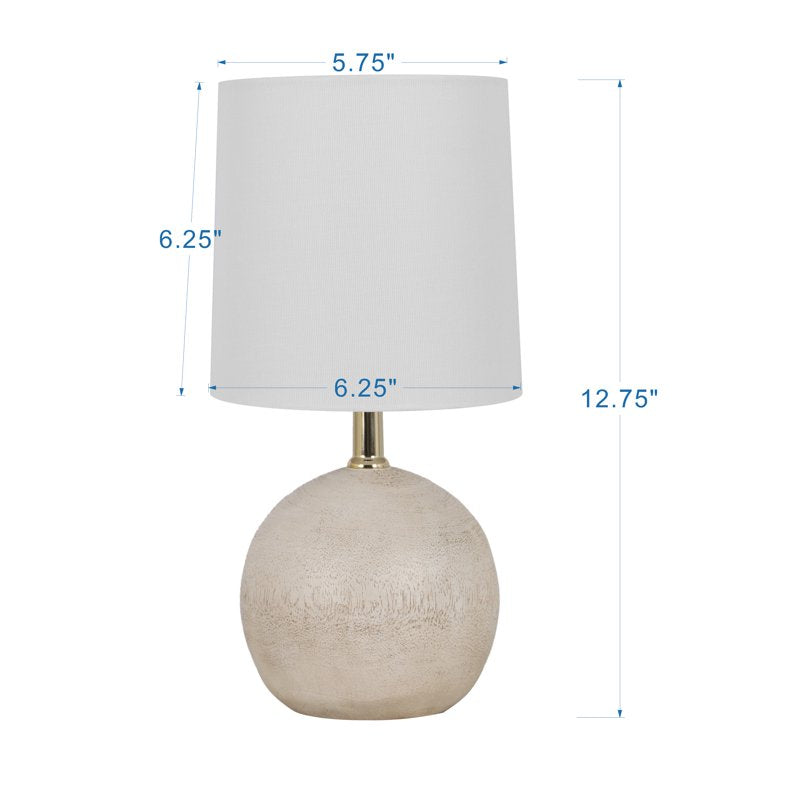 12.75 Inch White Ball Table Lamp with Shade - Modern Bedside Light