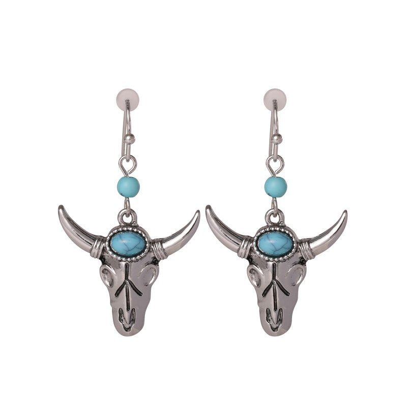 Jessica Simpson Women's Faux Turquoise Bull & Butterfly Dangle Drop Earrings Set - 2 Pairs