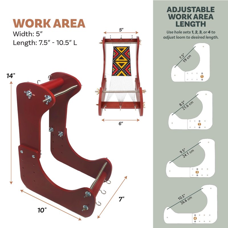 Adjustable Bead Loom with 4 Length Settings - Ergonomic Crafting Tool