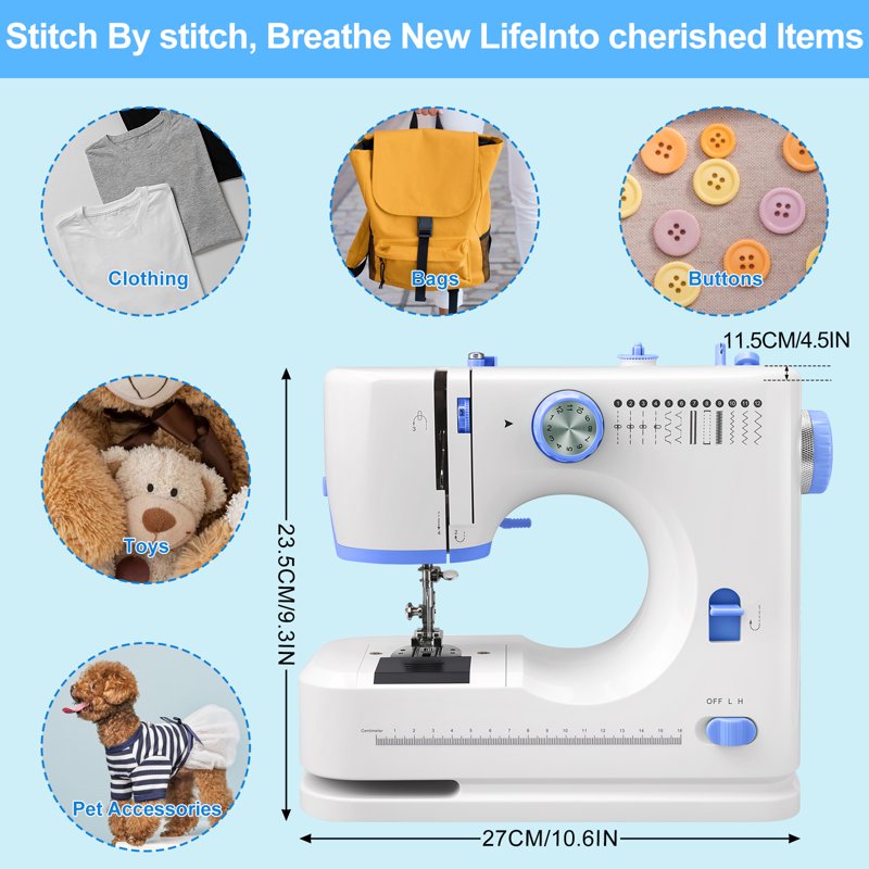 Portable Sewing Machine for Beginners with 12 Stitches, Adjustable Speed, Foot Pedal, Compact & Lightweight
