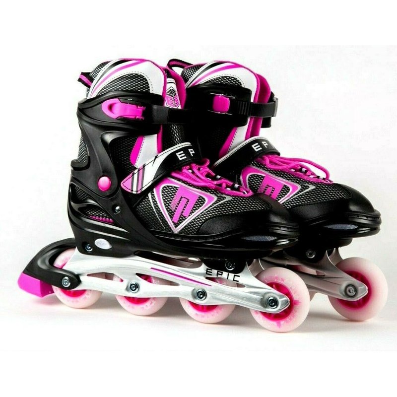 Adjustable Inline Skates for Kids with LED Light Up Wheels - Size Large