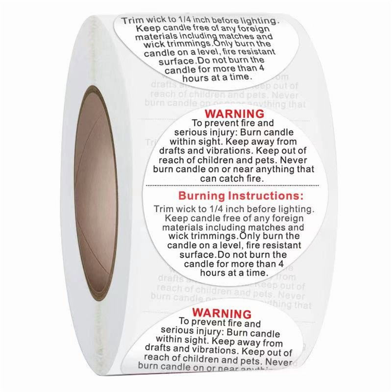 1000pcs Candle Warning Labels - 1.5 Inch Circular Safety Stickers for Candle Containers