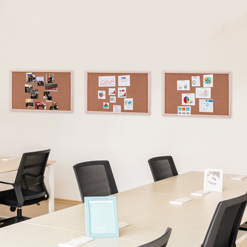Wood Frame Bulletin Board for Walls - Cork Message Board & Vision Display